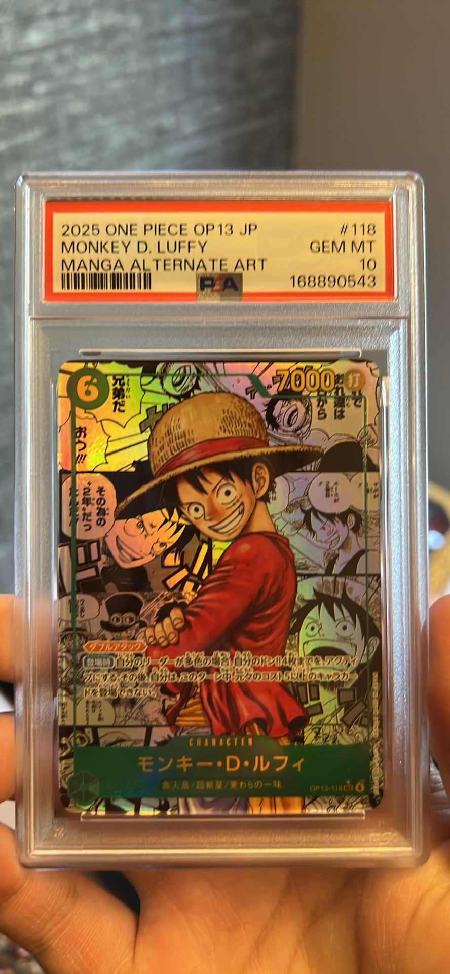 One Piece TCG Manga Luffy PSA10