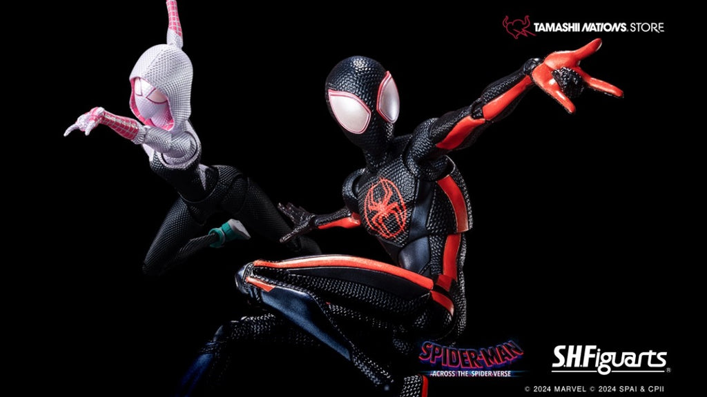 S.H.Figuarts Spider-Man Across the Spider-Verse Miles Morales and Spider-Gwen Rooftop Version Tamashii Store Exclusive